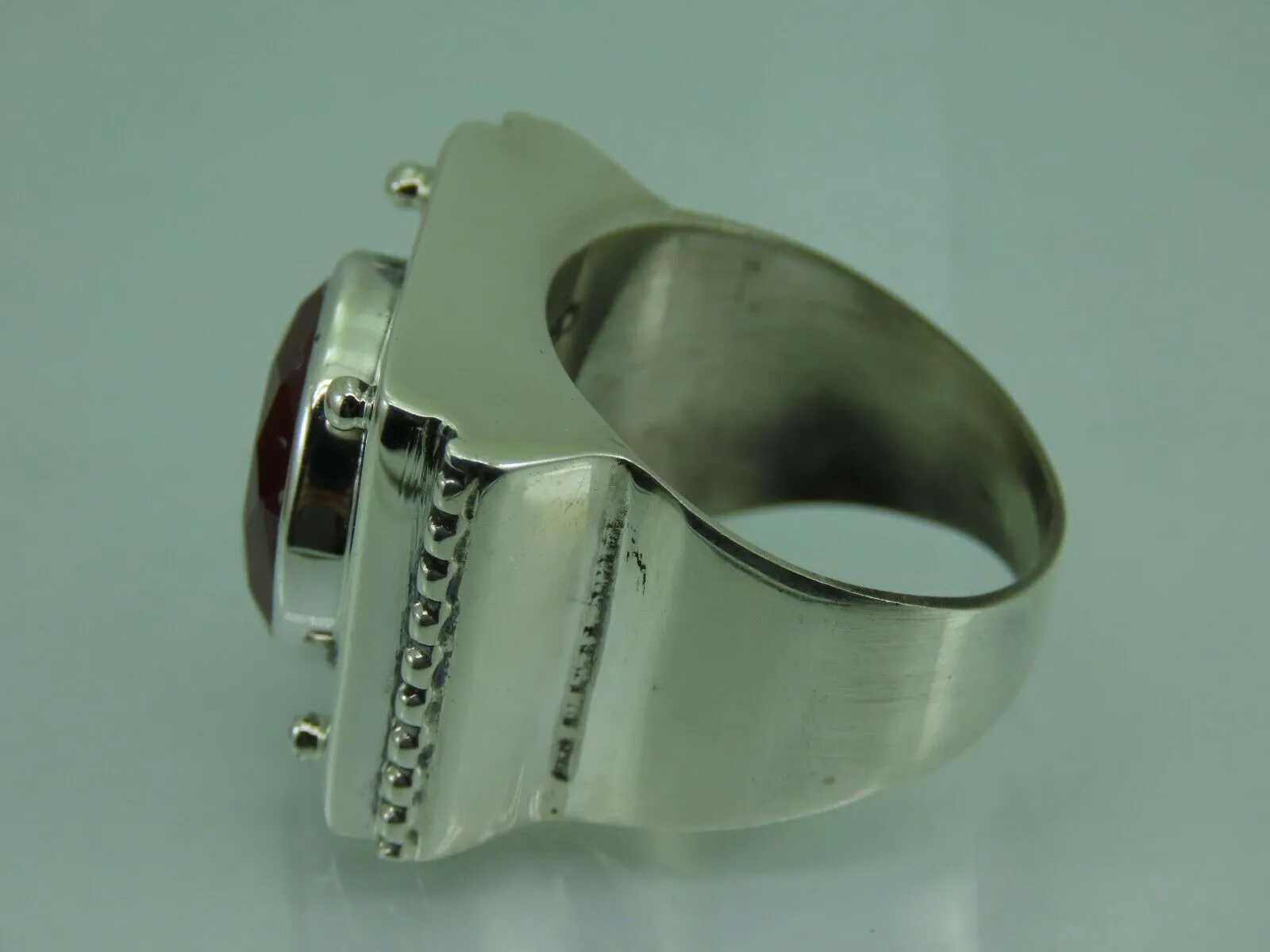 Turkish Handmade Jewelry 925 Sterling Silver Ruby Stone Mens Rings