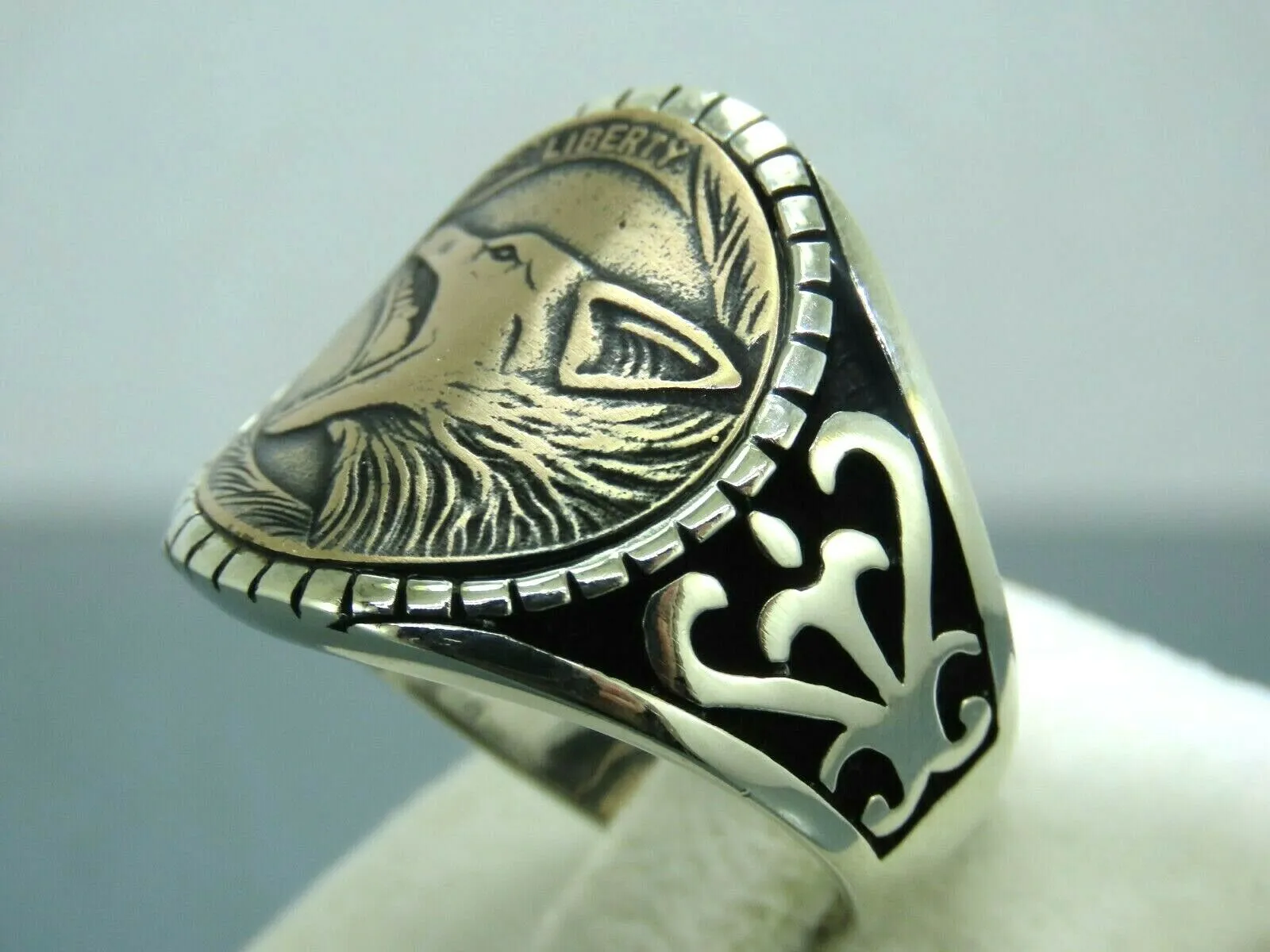 Turkish Handmade Jewelry 925 Sterling Silver Wolf Design Mens Rings