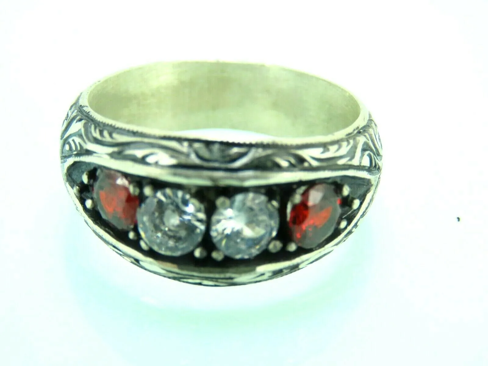 Turkish Handmade Jewelry 925 Sterling Silver Zircon Stone Mens Rings