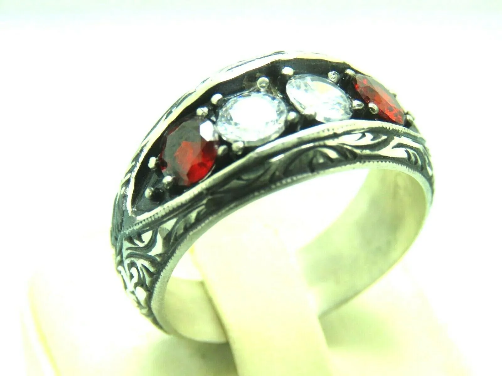 Turkish Handmade Jewelry 925 Sterling Silver Zircon Stone Mens Rings