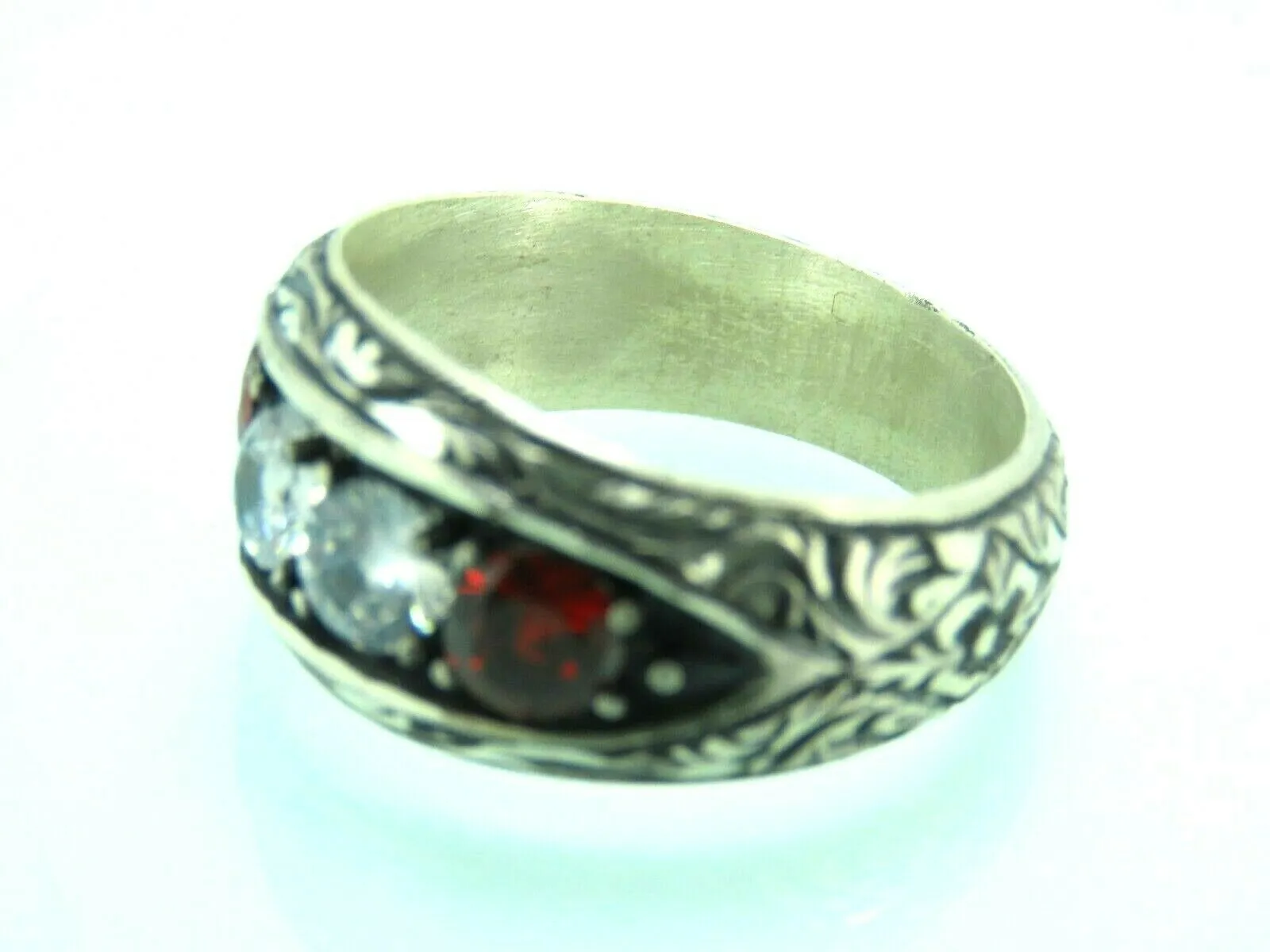 Turkish Handmade Jewelry 925 Sterling Silver Zircon Stone Mens Rings