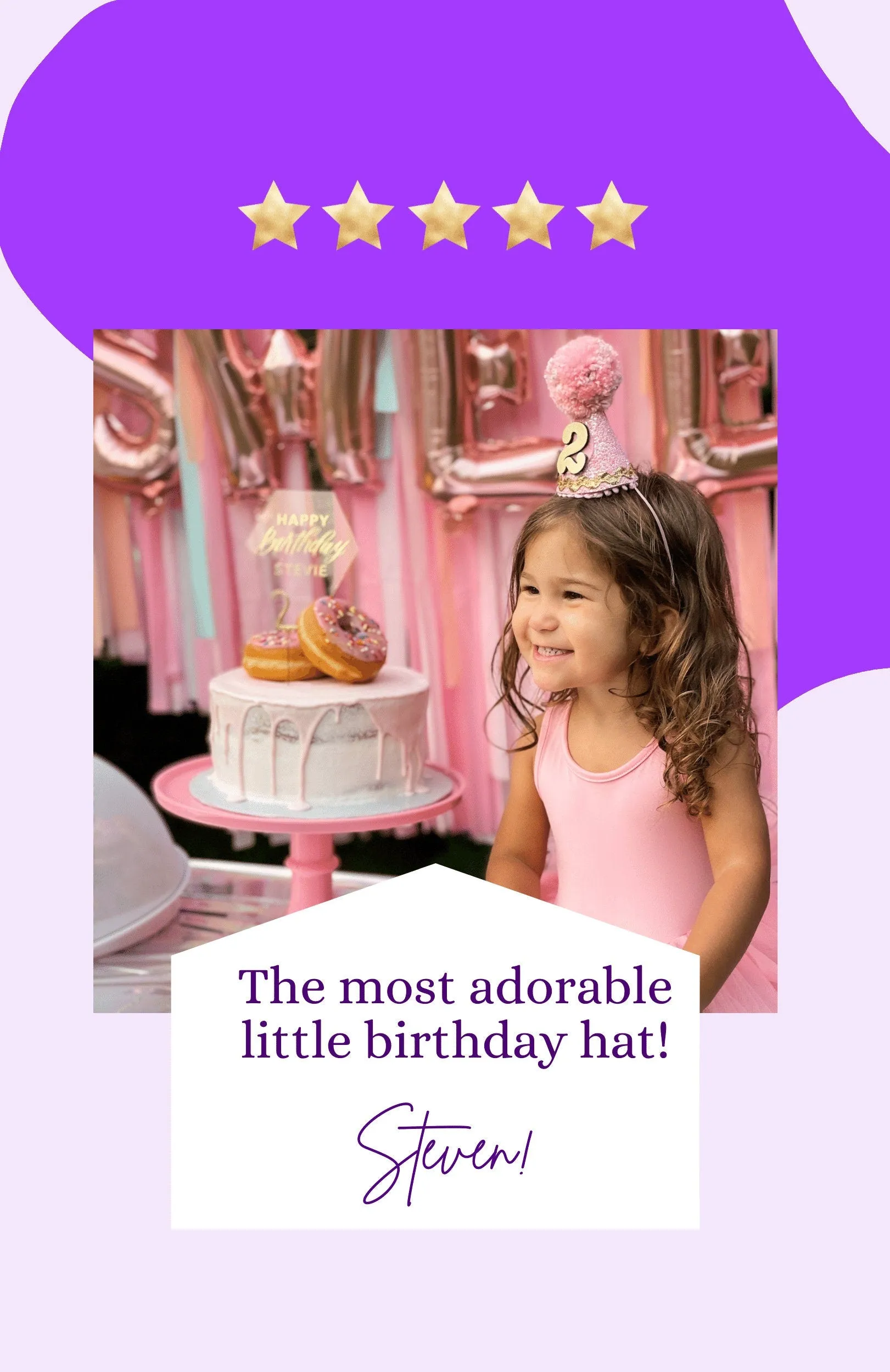 Unicorn Birthday Hat - White - Plain