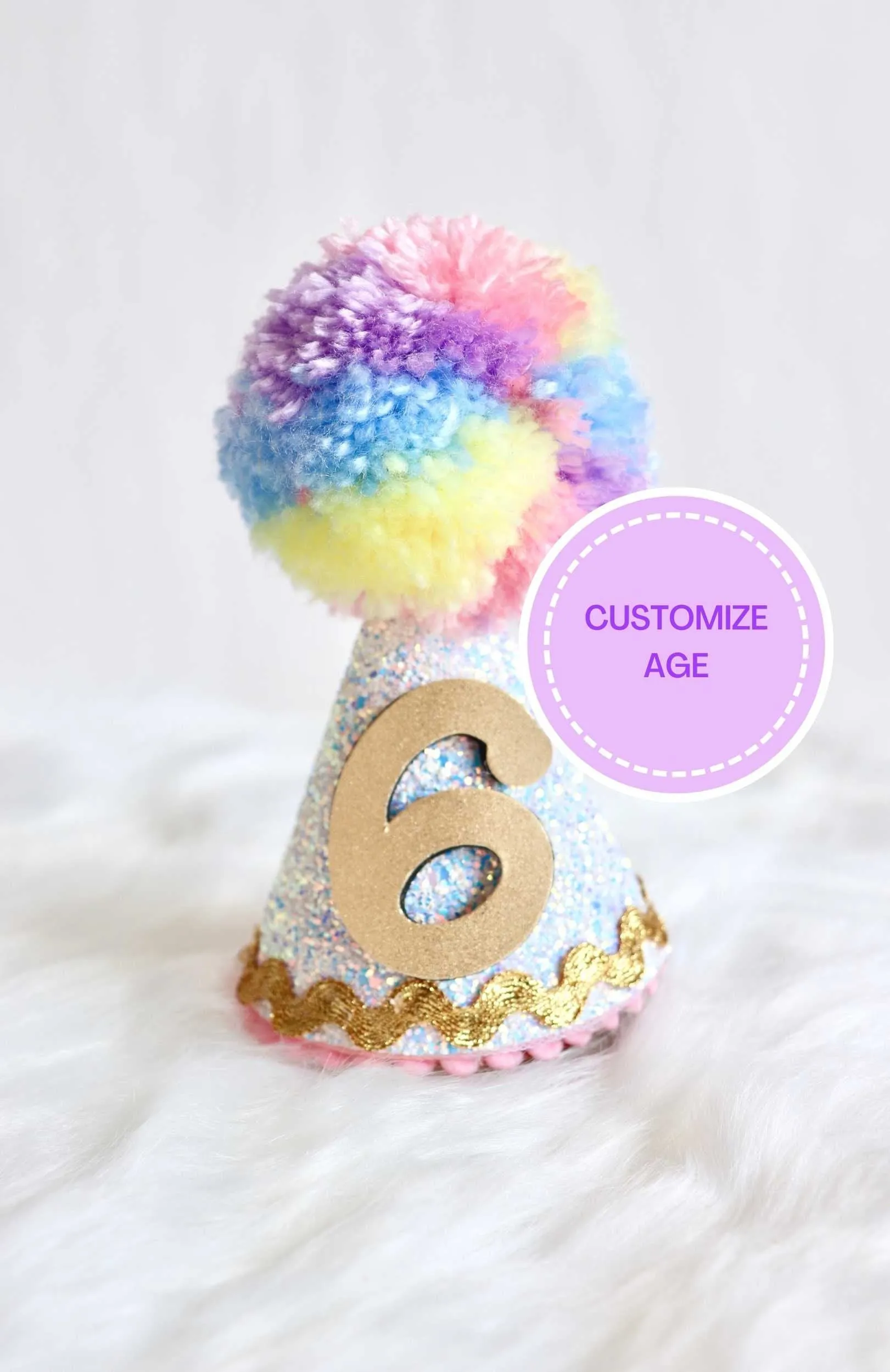 Unicorn Birthday Hat - White - Plain