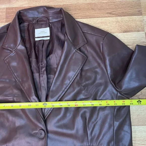 Urban Outfitters Vegan Leather Oversized Blazer Brown Large Business Casual