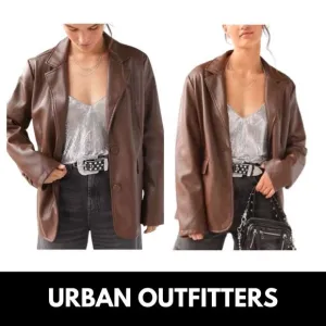 Urban Outfitters Vegan Leather Oversized Blazer Brown Large Business Casual