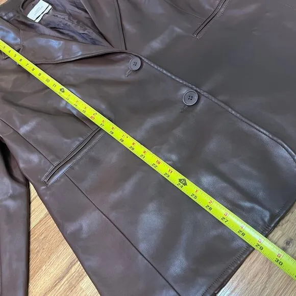 Urban Outfitters Vegan Leather Oversized Blazer Brown Large Business Casual