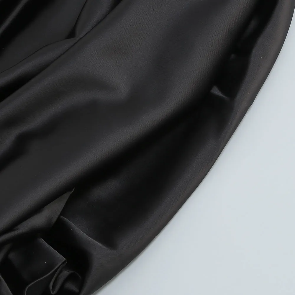 V Neck Long Sleeve Wrinkled Midi Bodycon Dress