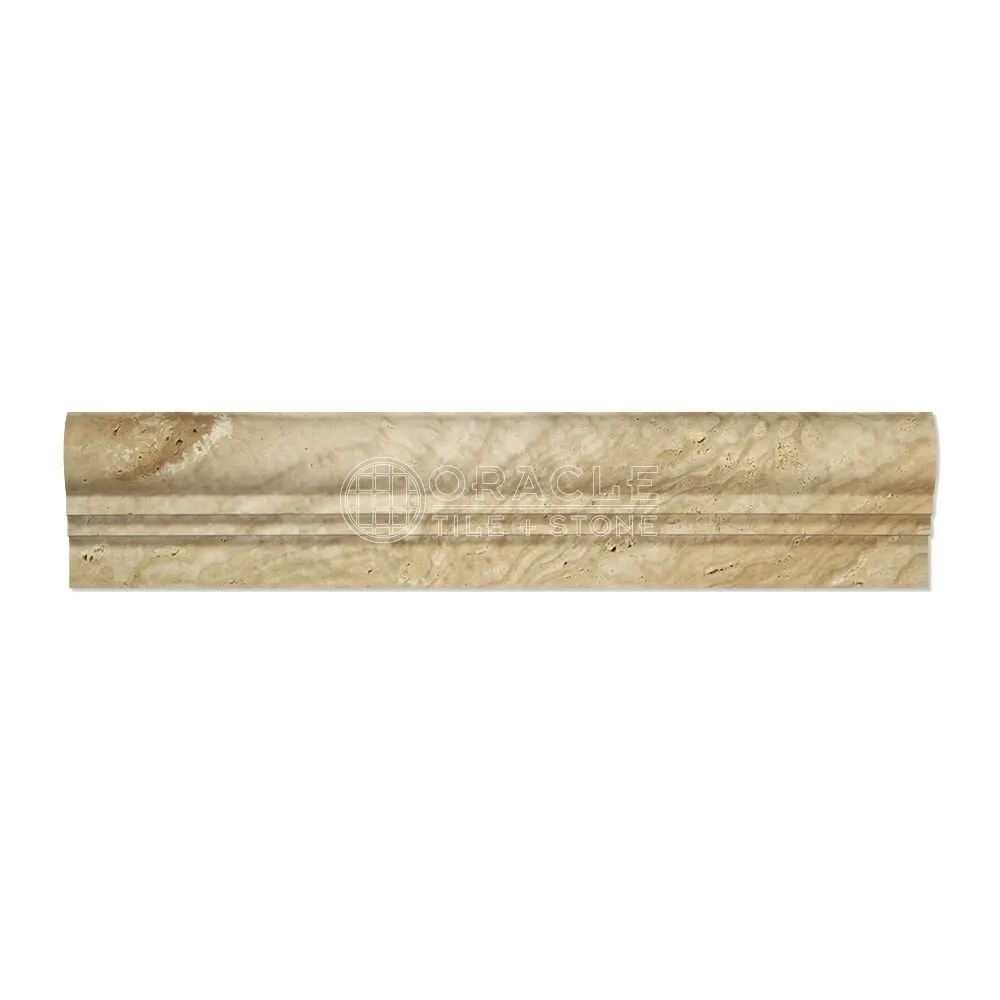 Valencia Travertine OG-2 Double-Step Chair Rail Molding Trim, Honed (LOT of 5 PCS.)