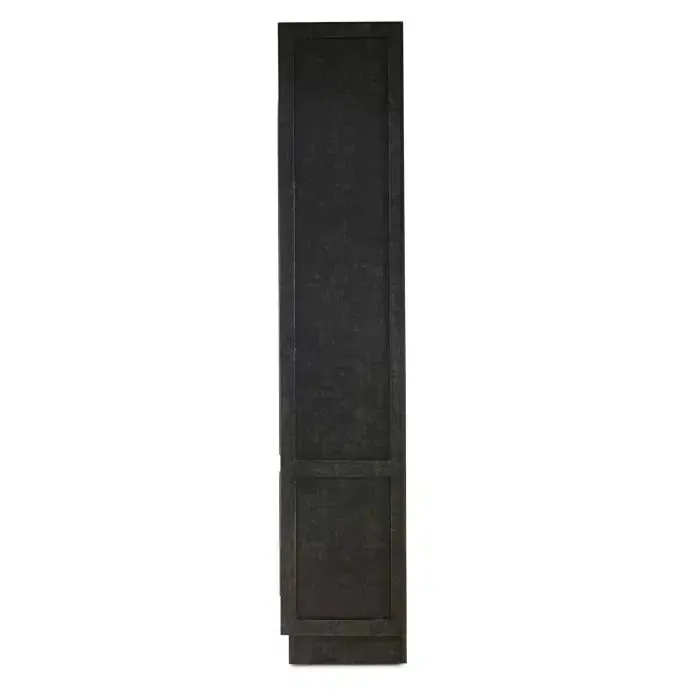 Vannes 2 Door Display Cabinet w/ Glass Shelves in Vintage Black w/ Straw Wash Interior
