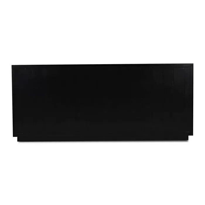 Vannes 4 Door Sideboard w/ Glass Shelves in Vintage Black w/ Straw Wash Interior