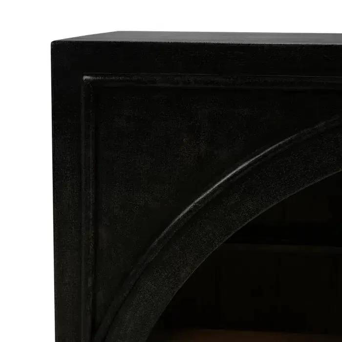 Vannes 4 Door Sideboard w/ Glass Shelves in Vintage Black w/ Straw Wash Interior