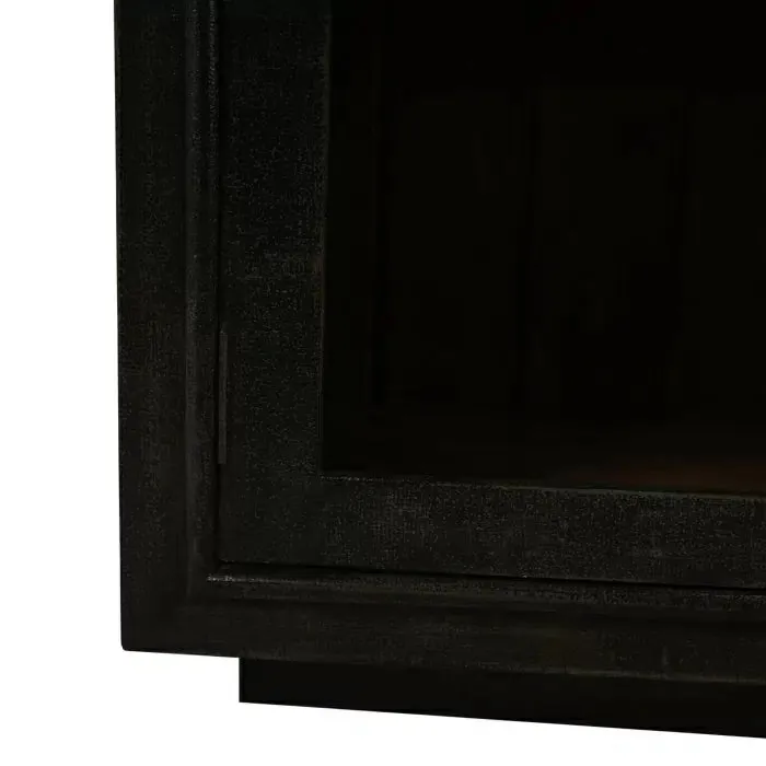 Vannes 4 Door Sideboard w/ Glass Shelves in Vintage Black w/ Straw Wash Interior