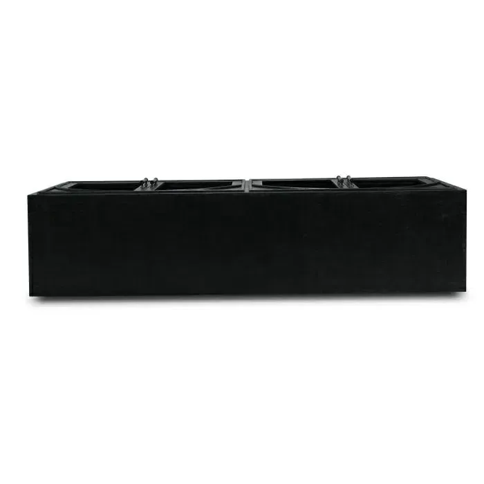 Vannes 4 Door Sideboard w/ Glass Shelves in Vintage Black w/ Straw Wash Interior