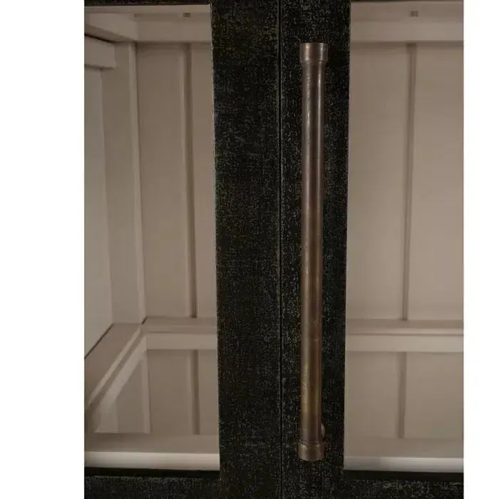 Vannes Display Cabinet w/ Glass Shelves in Vintage Black w/ Putty Interior