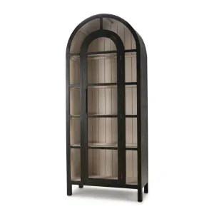 Vannes Display Cabinet w/ Glass Shelves in Vintage Black w/ Putty Interior
