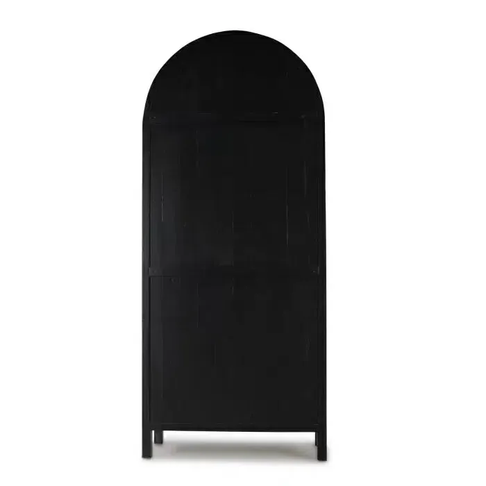 Vannes Display Cabinet w/ Glass Shelves in Vintage Black w/ Putty Interior