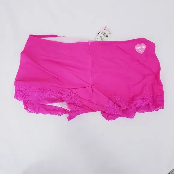 Victoria Secret PINK JUST KISS ME Low Rise Lace Leg Boyshort Panty Vintage NEW