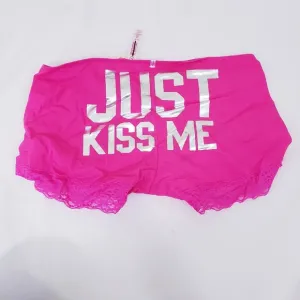 Victoria Secret PINK JUST KISS ME Low Rise Lace Leg Boyshort Panty Vintage NEW