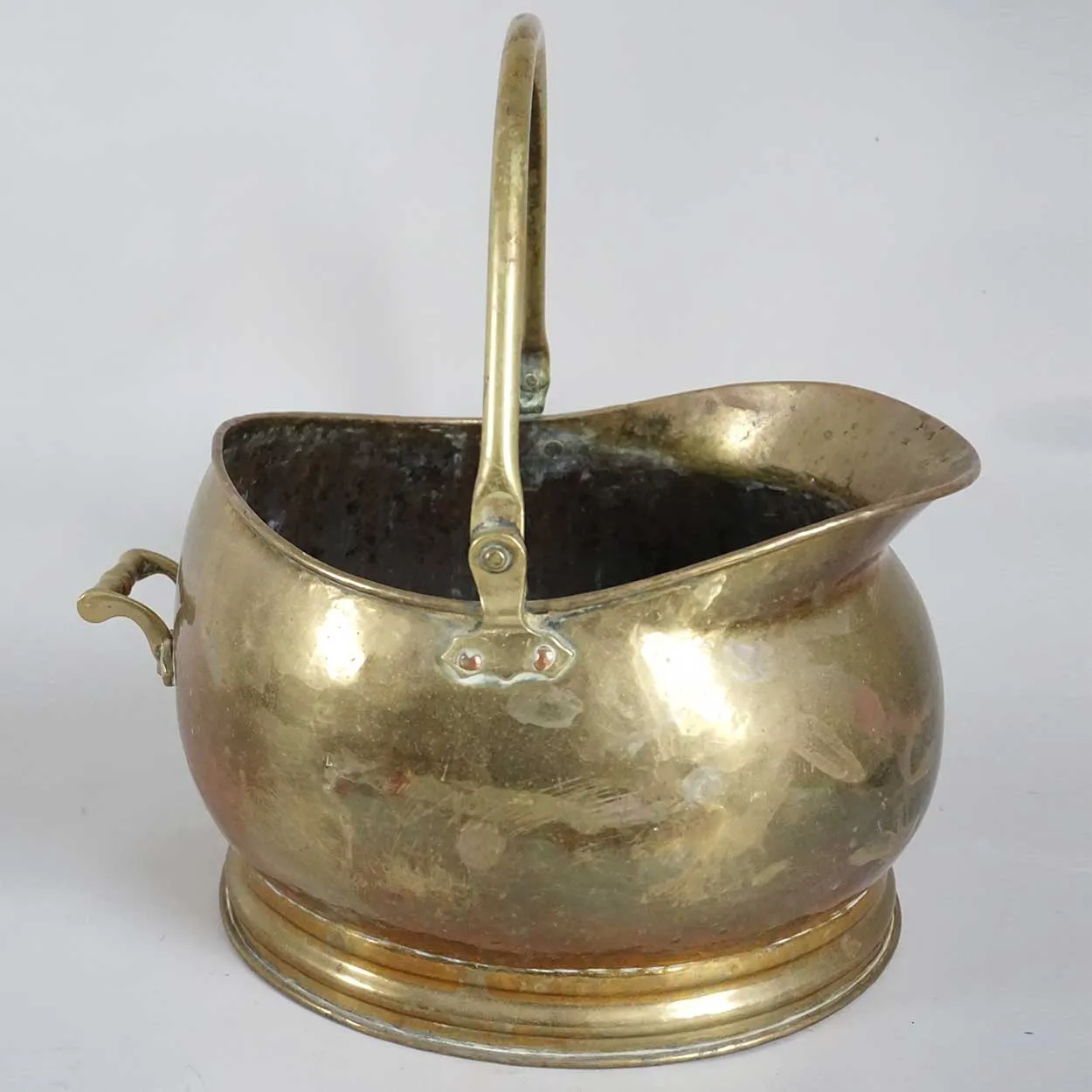 Victorian Brass Coal Scuttle Bucket / Fireplace Log Bin