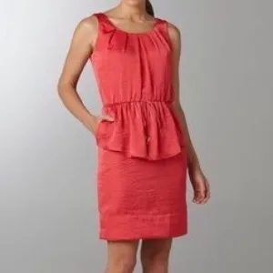 Vince Camuto Womens Sleeveless Tie Front Peplum Dress Coral Pink Orange size 12