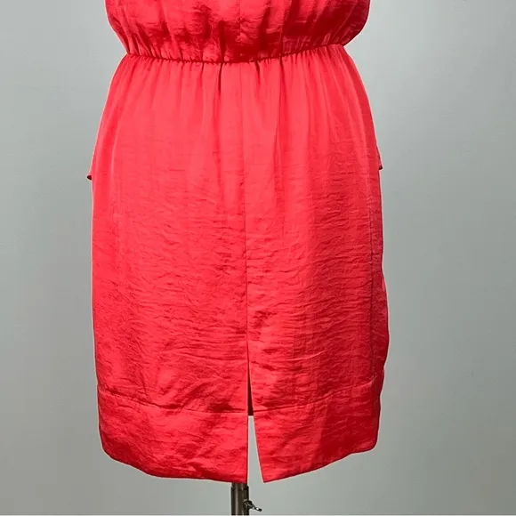 Vince Camuto Womens Sleeveless Tie Front Peplum Dress Coral Pink Orange size 12