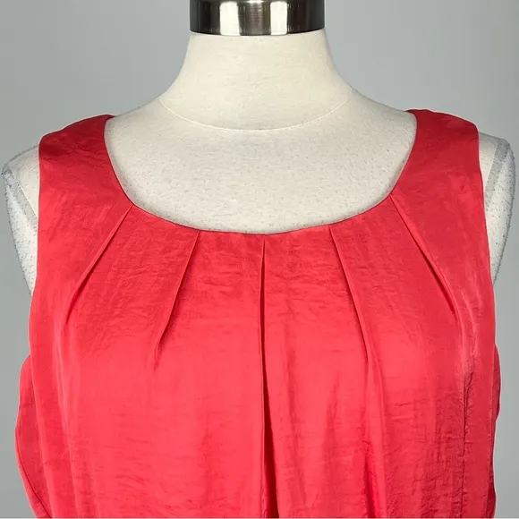 Vince Camuto Womens Sleeveless Tie Front Peplum Dress Coral Pink Orange size 12