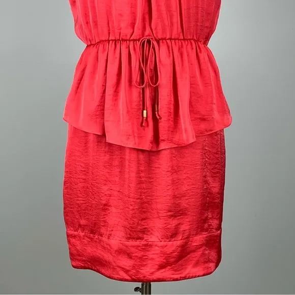 Vince Camuto Womens Sleeveless Tie Front Peplum Dress Coral Pink Orange size 12