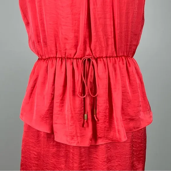 Vince Camuto Womens Sleeveless Tie Front Peplum Dress Coral Pink Orange size 12