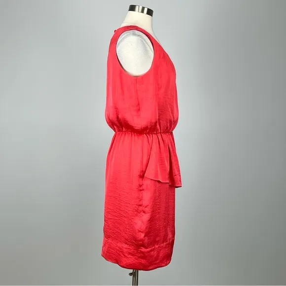 Vince Camuto Womens Sleeveless Tie Front Peplum Dress Coral Pink Orange size 12
