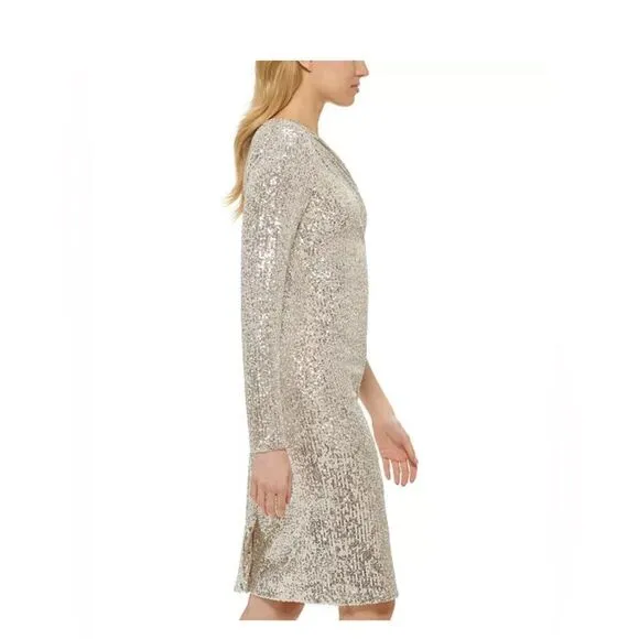 Vince Camuto One-Shoulder Sequined Sheath Dress 2 NWT