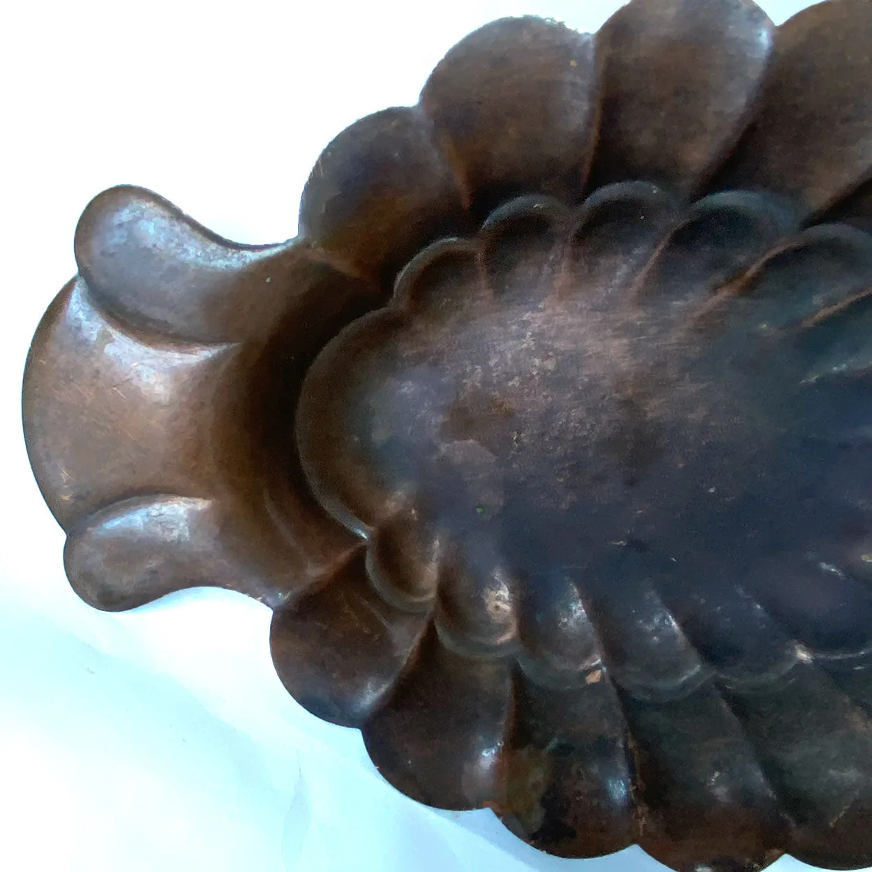 Vintage American Copper Shell-Form One-Handle Trinket / Candy Dish