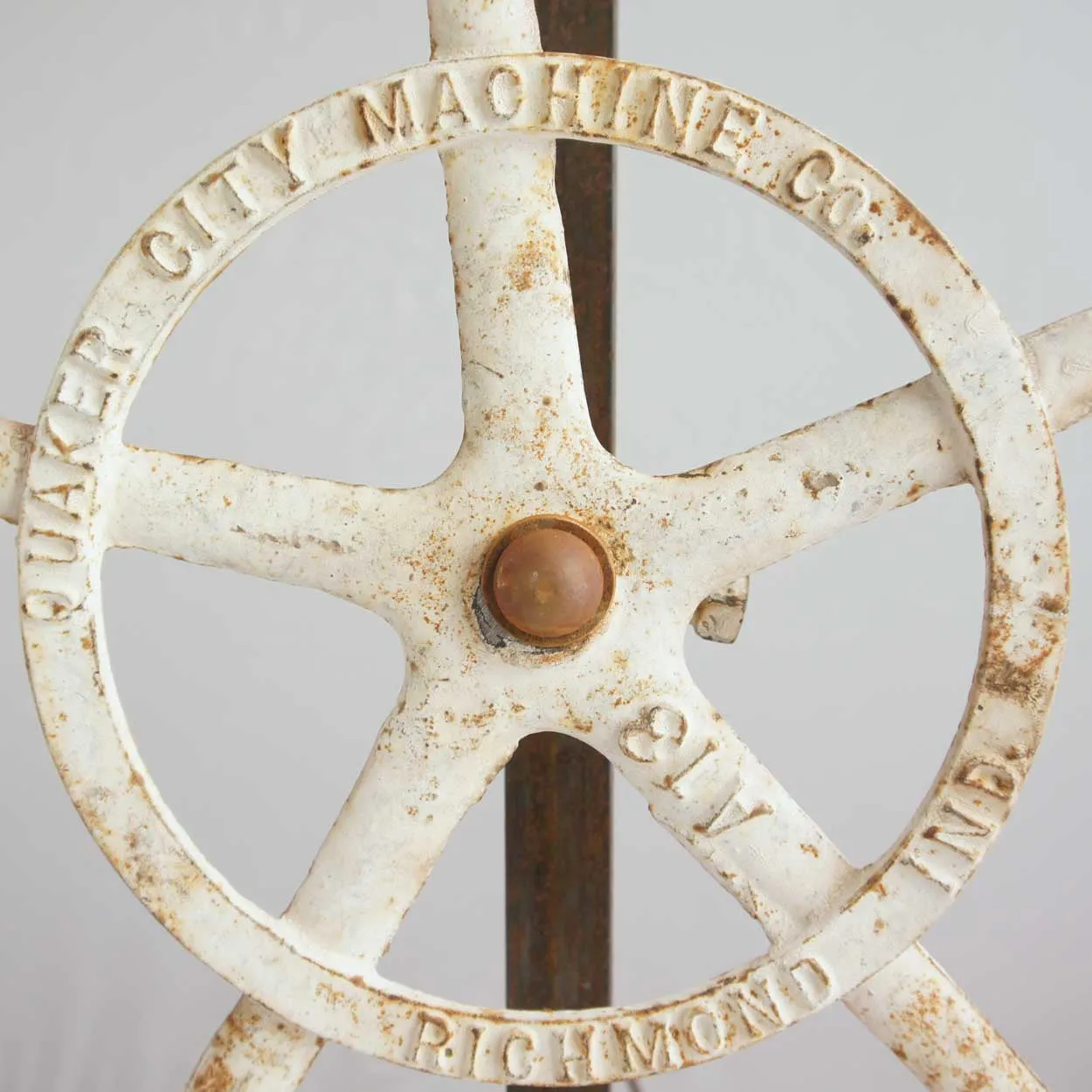 Vintage American Industrial Cast Iron Greenhouse Wheel as a One-Light Table Lamp