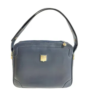 Vintage Celine navy genuine leather shoulder bag with golden logo. Perfect elegance for your daily use. 0410245