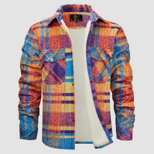 Vintage Color Plaid Button Flannel Jacket