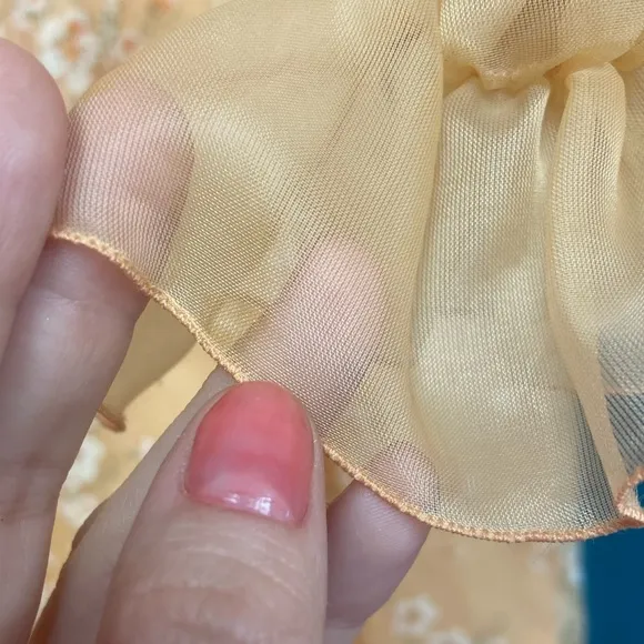 VINTAGE Floral Organza Apricot Maxi Dress XS