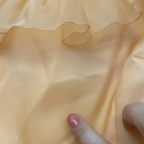 VINTAGE Floral Organza Apricot Maxi Dress XS