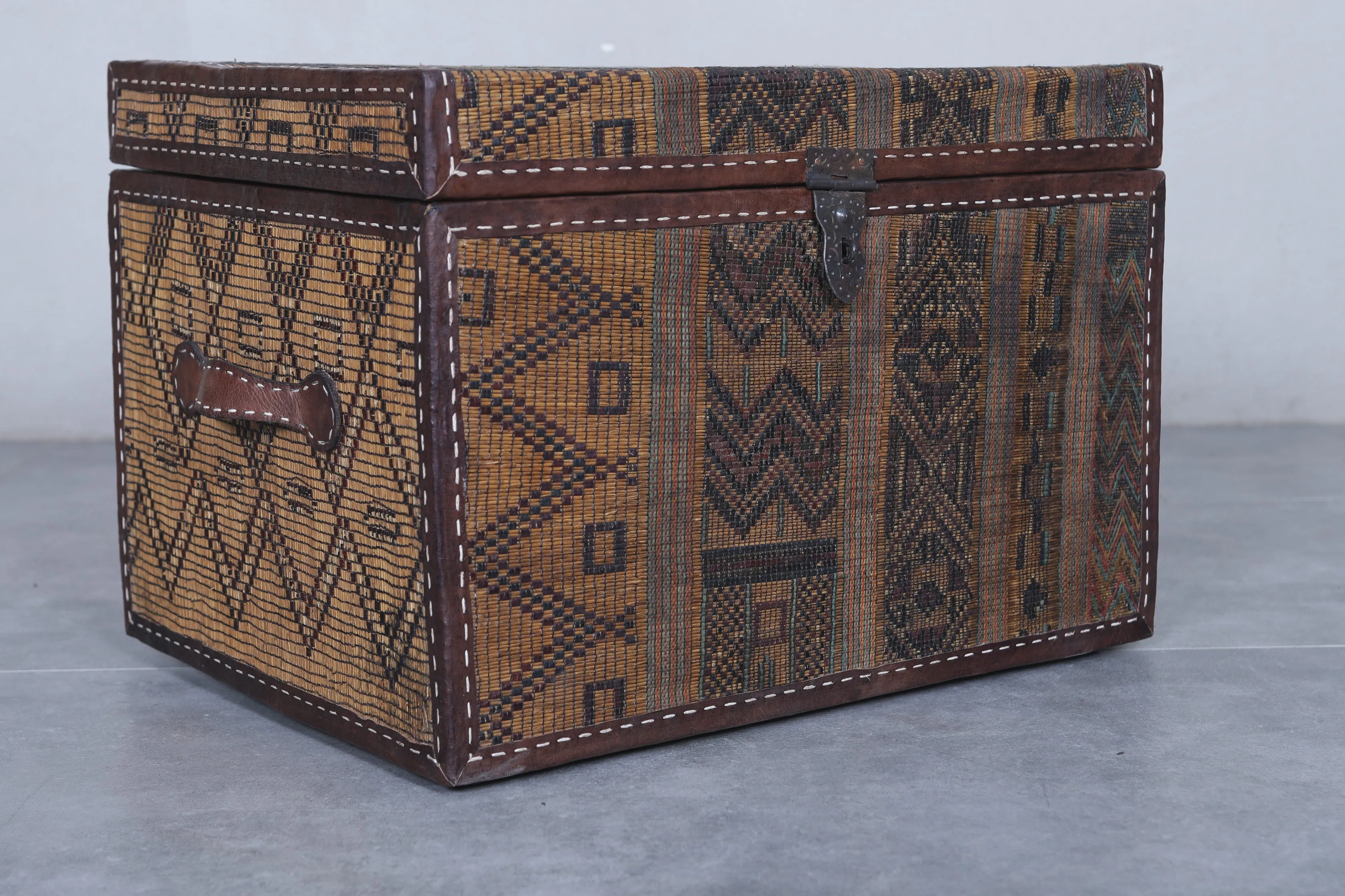 Vintage Moroccan chest  H 16.9 INCHES X W 24.4 INCHES X D 17.7 INCHES