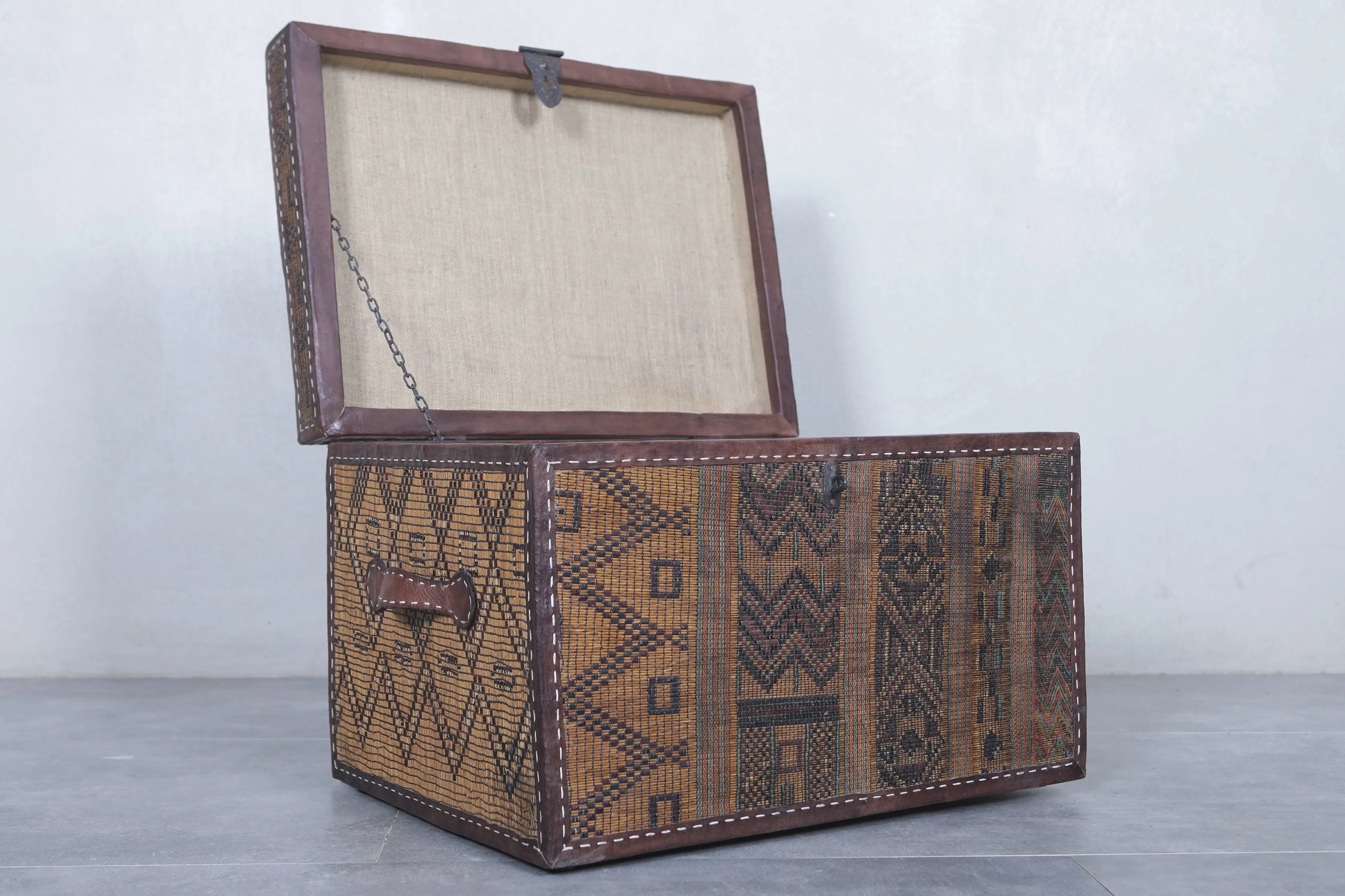 Vintage Moroccan chest  H 16.9 INCHES X W 24.4 INCHES X D 17.7 INCHES