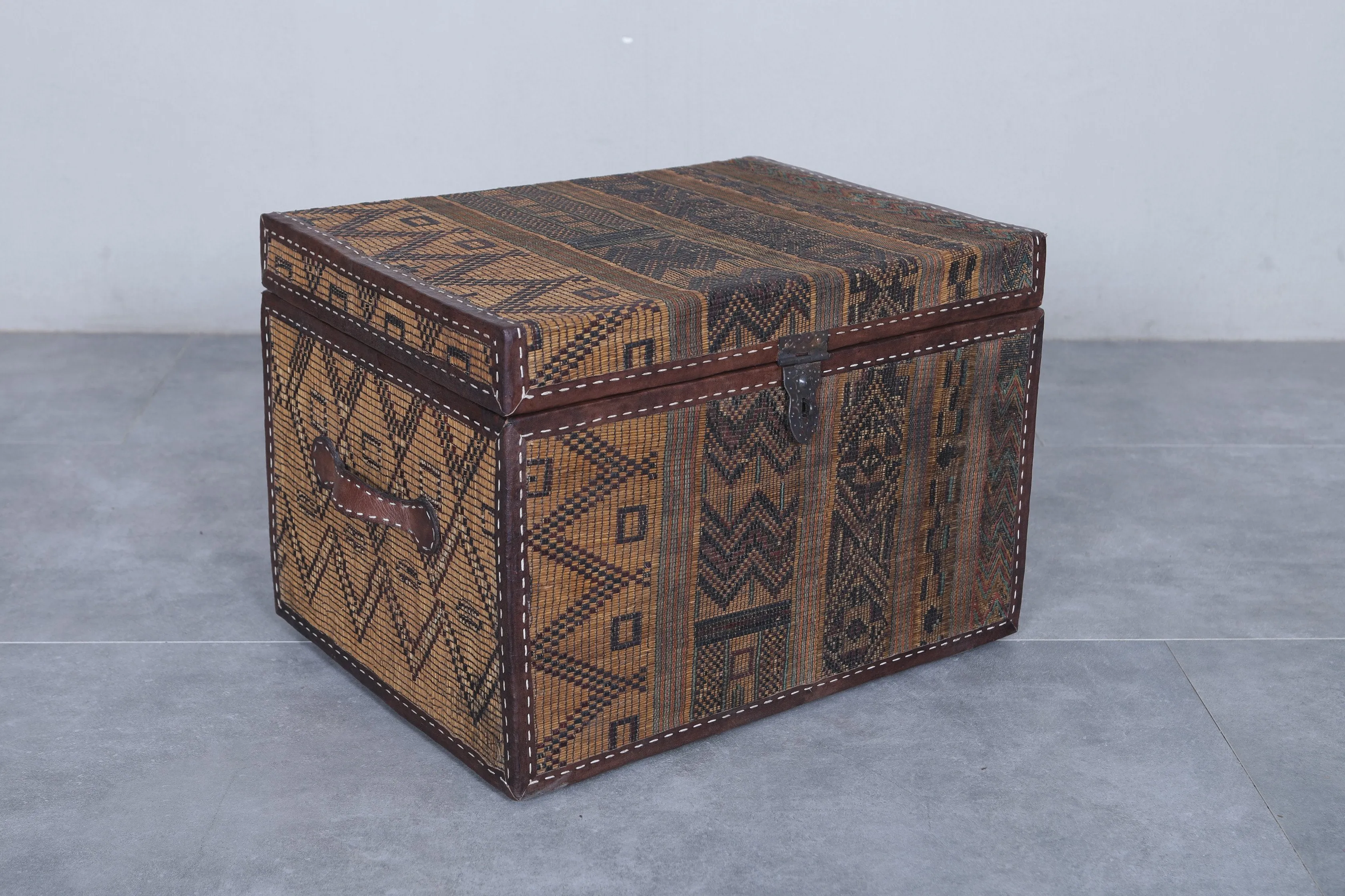 Vintage Moroccan chest  H 16.9 INCHES X W 24.4 INCHES X D 17.7 INCHES