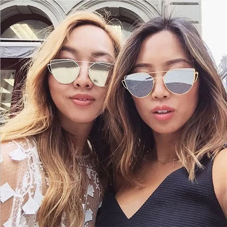Vintage Women's Cat Eye Mirrored Sunglasses