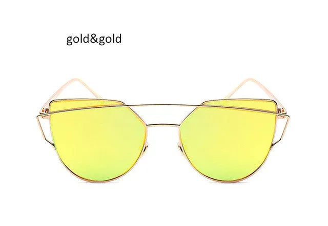 Vintage Women's Cat Eye Mirrored Sunglasses