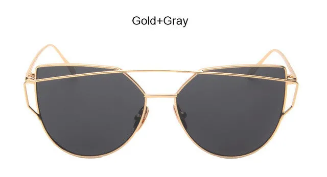 Vintage Women's Cat Eye Mirrored Sunglasses