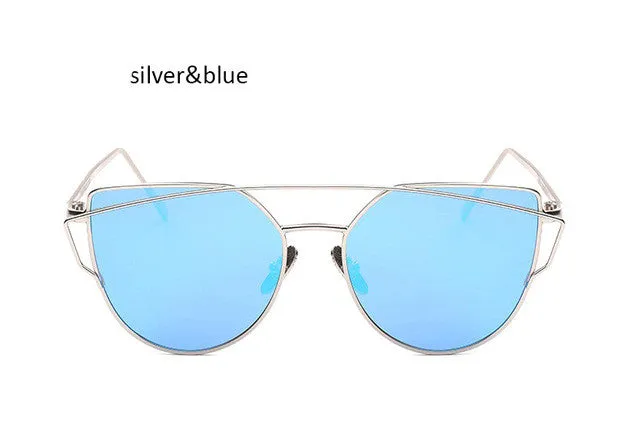Vintage Women's Cat Eye Mirrored Sunglasses