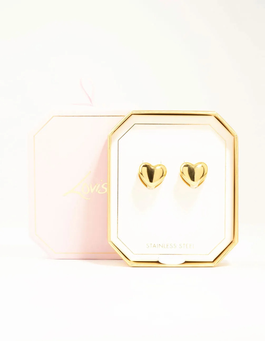 Waterproof Gold Plated Stainless Steel Sandwich Heart Huggie Earrings