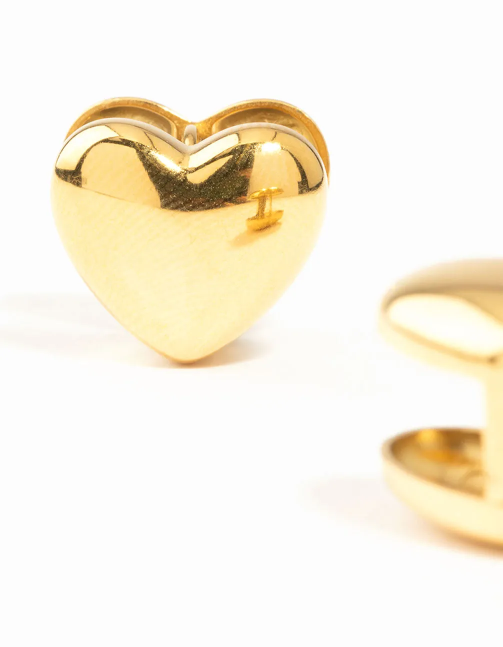 Waterproof Gold Plated Stainless Steel Sandwich Heart Huggie Earrings