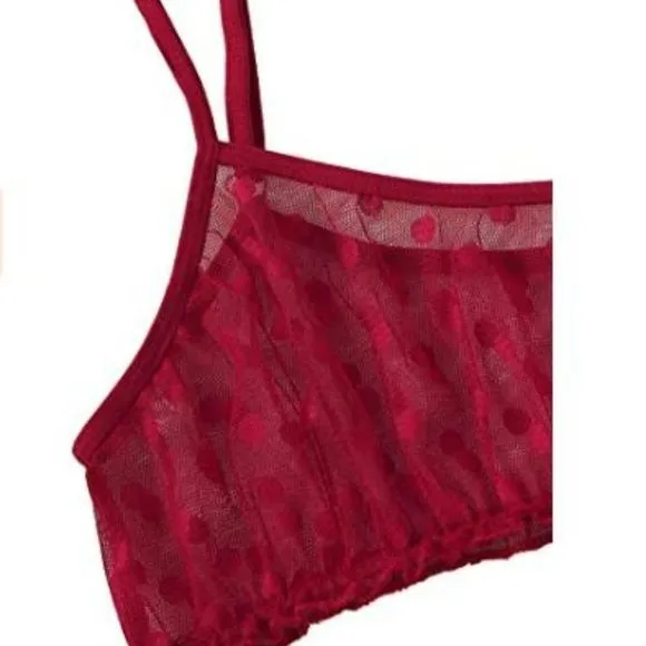 WDIRARA Women's Sexy Polka Strap Lingerie Set