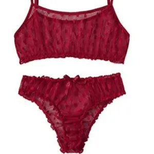 WDIRARA Women's Sexy Polka Strap Lingerie Set