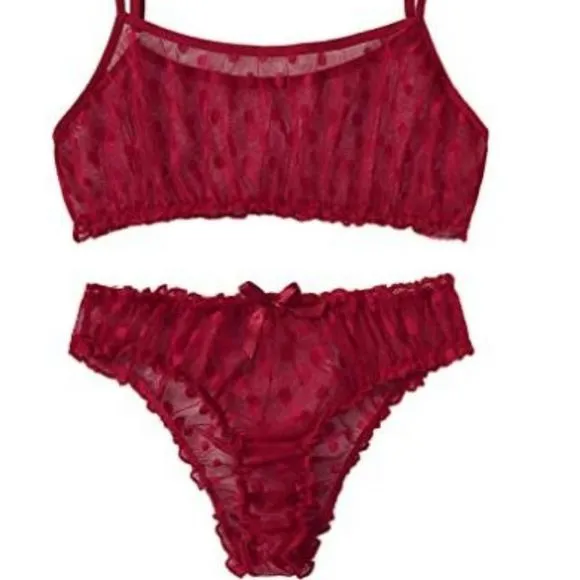 WDIRARA Women's Sexy Polka Strap Lingerie Set