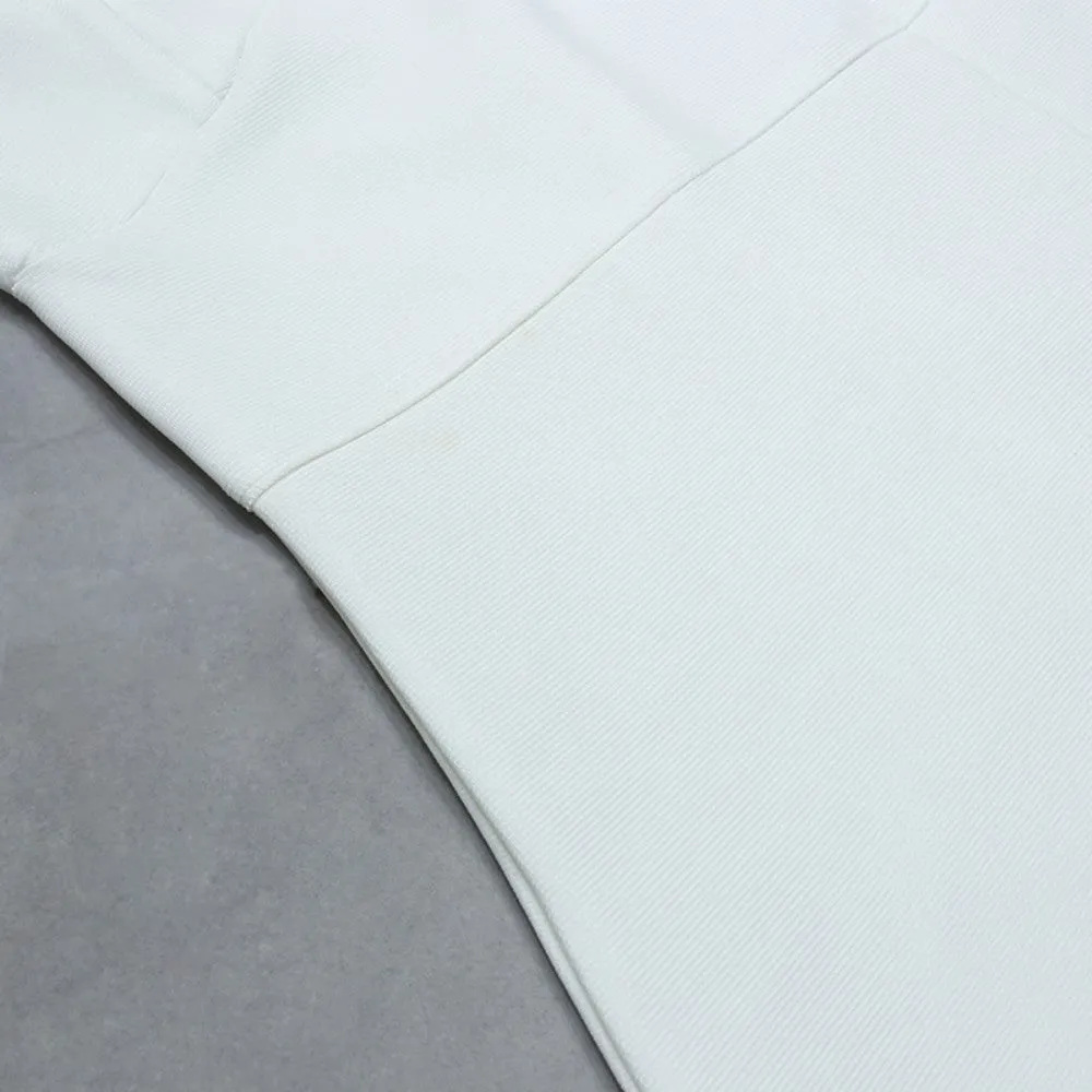 White Strappy Short Sleeve Midi Asymmetrical Bandage Dress