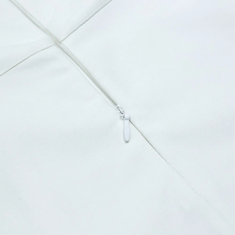 White Strappy Short Sleeve Midi Asymmetrical Bandage Dress
